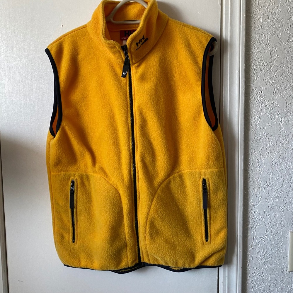 Helly Hansen Mens Fleece Vest Yellow Full Zip Jacket Size M Made in‎ USA